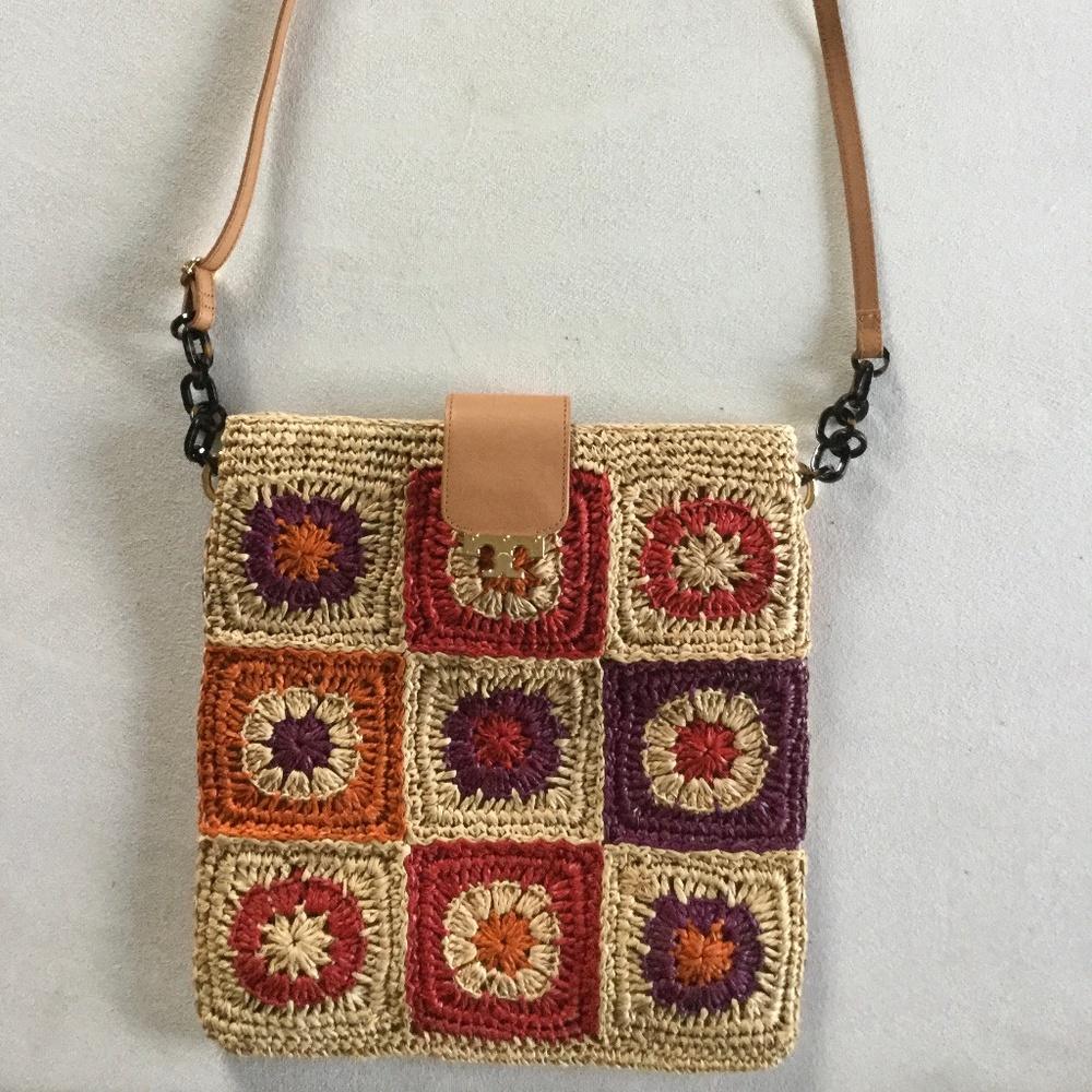Tory Burch Crochet Raffia Shoulder/Crossbody Bag